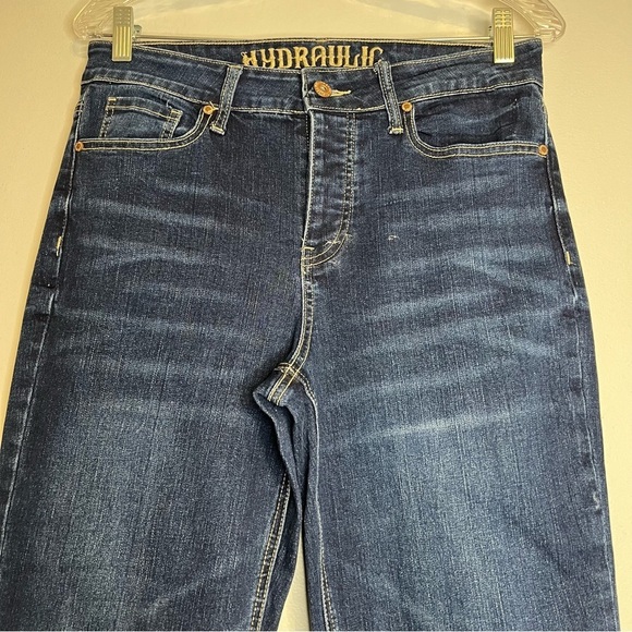 Hydraulic Murray High Rise Distressed Jean Sz 10 Ankle Raw Hem Button Fly - Picture 2 of 9